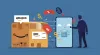 Illustration showing Amazon package with price tag connected to a phone displaying White House, with dollar signs and percentage symbols between them.