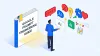 Google Prompt Engineering Guide illustration showing person interacting with AI elements, speech bubbles, and interface components using Google's brand colors in isometric style.