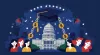 Students beneath graduation cap with dollar chains. Capitol building with GOP elephants symbolizes Republican student loan cuts.